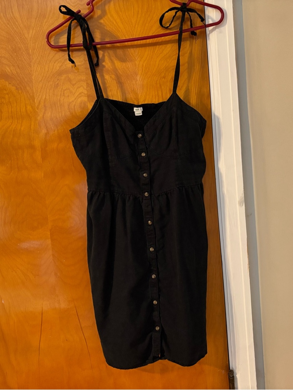 Aerie Black Tie-Shoulder Button-Front Sundress Size Medium